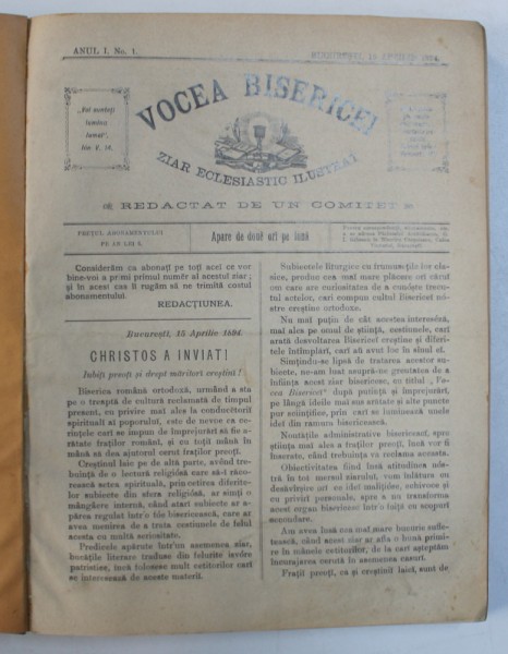 VOCEA BISERICEI - ZIAR ECLESIASTIC ILUSTRAT , COLEGAT DE 50 DE NUMERE , 1894 - 1896