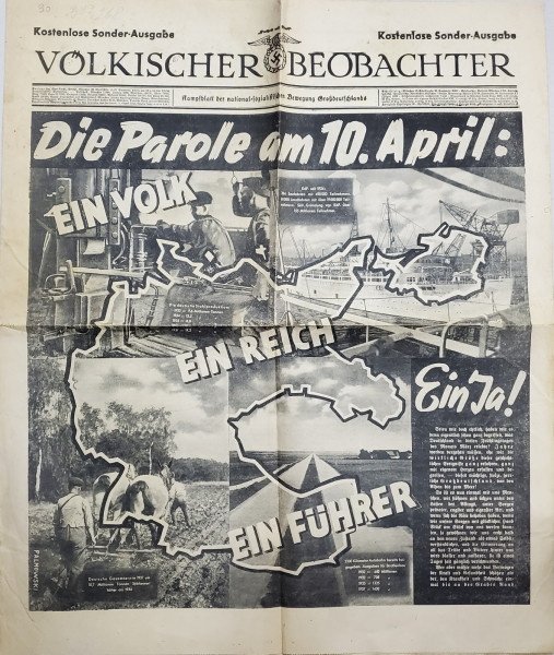 VOLKISCHER BEOBACHTER , KAMPFBLATT DER NATIONAL - SOZIALISTISCHEN BEWEGUNG GROSDEUTSCHLAND , ANII ' 30