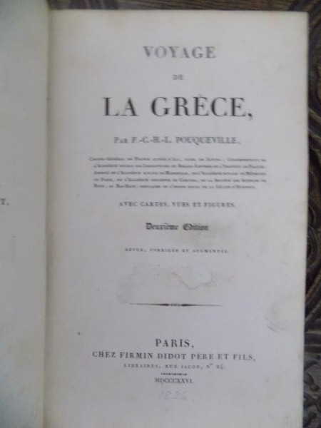 VOYAGE DE LA GRECE, TOM III par F. C.H.L. POUQUEVILLE, PARIS 1826