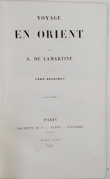 Voyage en Orient par A. de Lamartine, vol. II - Paris, 1868