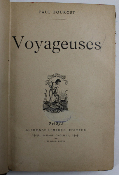 VOYAGEUSES par PAUL BOURGET , 1897