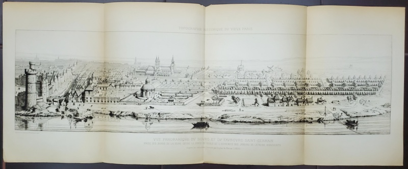 VUE PANORAMIQUE DU BOURG ET FAUBOURG SAINT - GERMAIN , GRAVURA de Ate . GUILLAUMOT PERE  , SEC. XIX