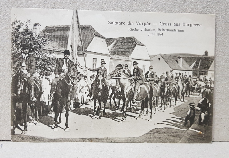 VURPAR ( SIBIU ) , PROCESIUNE RELIGIOASA  A CALARETILOR SASI , CARTE POSTALA ILUSTRATA , MONOCROMA , NECIRCULATA , DATATA  1924