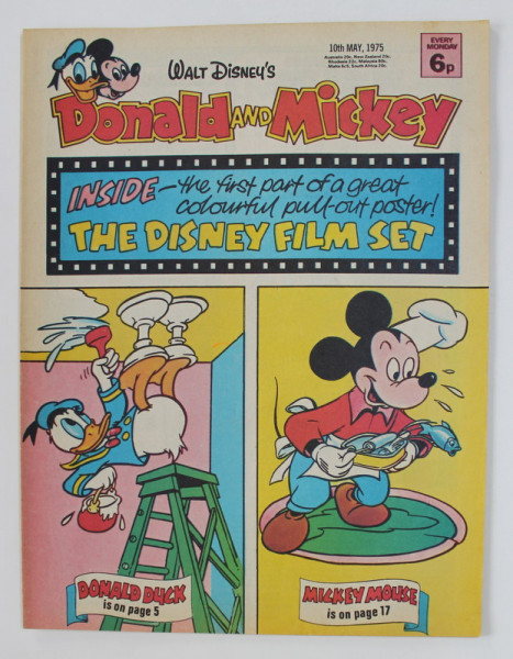 WALT DISNEY 'S  DONALD AND MICKEY , REVISTA ENGLEZA PENTRU COPII , BENZI DESENATE , 10 MAY 1975