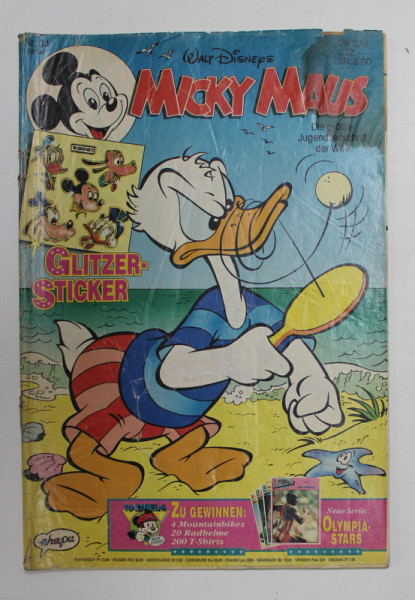 WALT DISNEYS MICKY MAUS , REVISTA PENTRU COPII IN LIMBA GERMANA , NR. 34 / 1992 , BENZI DESENATE *