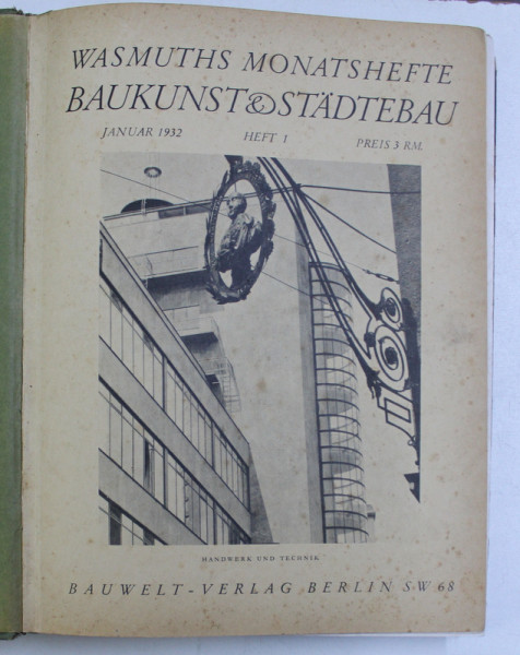 WASMUTHS MONATSHEFTE BAUKUNST & STADTEBAU , JANUAR 1932 HEFT 1 PREIS 3 RM.