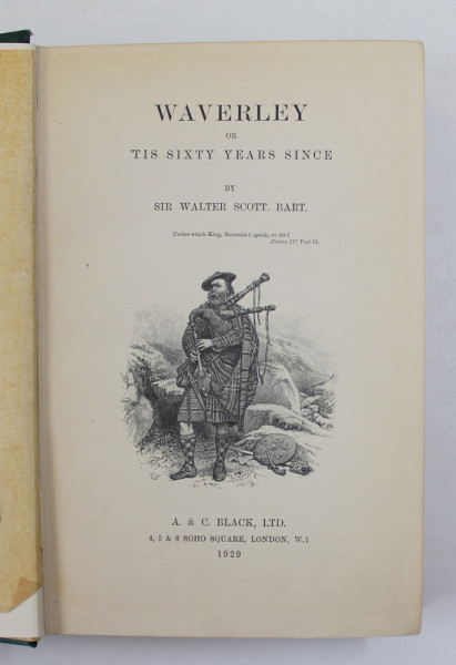 WAVERLEY OR THIS SIXTY YEARS SINCE by SIR WALTER SCOTT , 1929