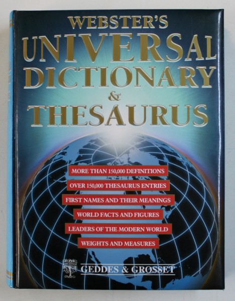 WEBSTER S UNIVERSAL DICTIONARY THESAURUS  - PLUS WORLD MAPS IN COLOR , 2002