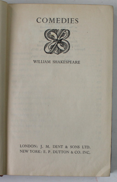 WILLIAM SHAKESPEARE , COMEDIES , 1936 , COTOR CU DEFECT