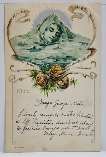 WINTER , ALEGORIE , DESEN , ORNAMENTE ART NOUVEAU , CROMOLITOGRAFIE , CLASICA