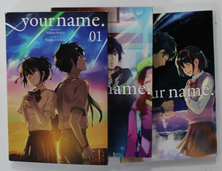 YOUR NAME , THREE VOLUMES , by MAKOTO SHINKAI , art RANMARU KOTONE , 2018 , BENZI DESENATE