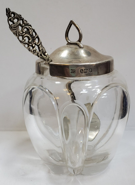 Zaharnita din cristal cu capac din argint, Marea Britanie, Secol XIX