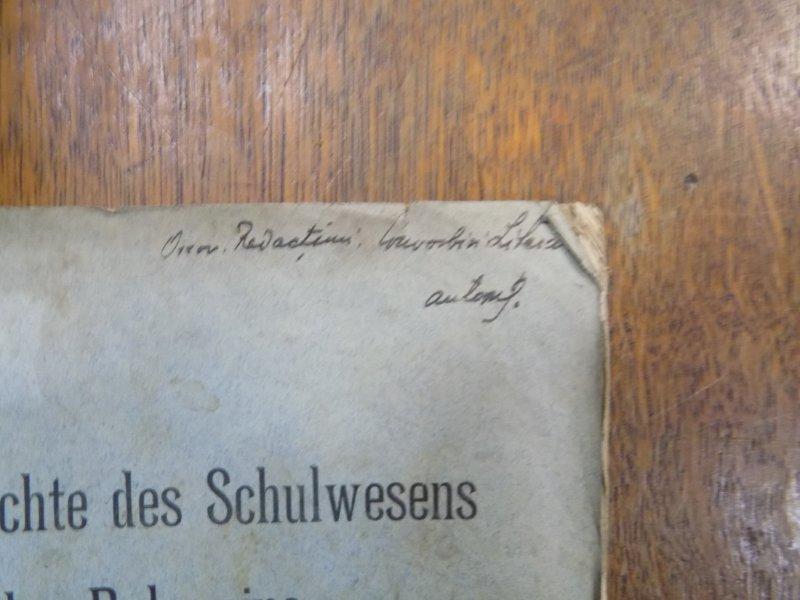 Zur geschichte des schulwesens in der Bukowina, J. Nistor Cernauti 1912, cu dedicatia autorului