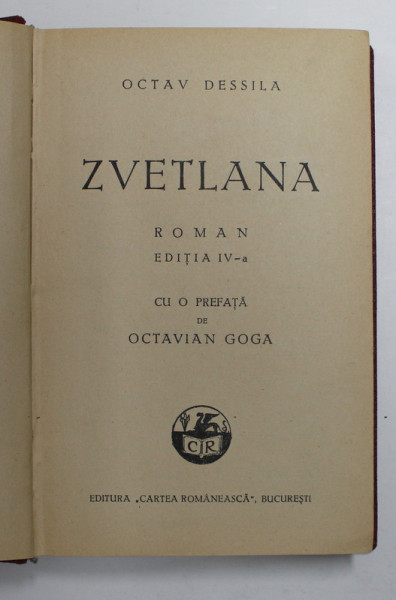 ZVETLANA - roman de OCTAV DESSILA , 1930